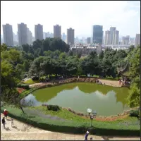 View from the red pagoda overlooking Tanhuasi Park, Kunming.